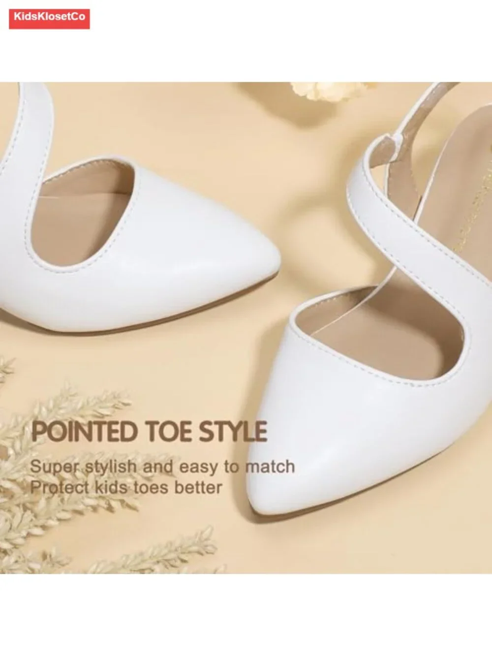 Girls Dress Sandals Kitten Heels Slingback Pointed Toe Flower Girl Party Shoes
